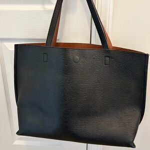 Street Level Reversible Faux Leather Tote & Wristlet